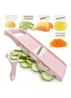 Buy 5 in 1 Kitchen Slicer Vegetable Slicer, Multi Blade Potato Chip Slicer Vegetable Slicer Vegetable Shredder Shredder Vegetable Peeler for Small Kitchen Jobs (Pink) in UAE