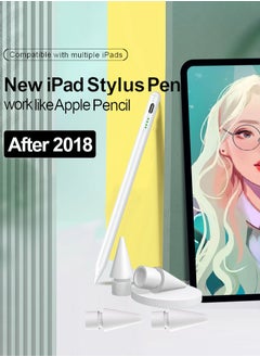 اشتري قلم شاشة لجهاز iPad مع وظيفة رفض راحة اليد، قلم نشط متوافق (2018-2023) Apple iPad Pro 11/12.9 بوصة، iPad 10/9/8/7/6th، iPad Air 5/4/3 الجيل، iPad Mini 6/ الجيل الخامس في السعودية