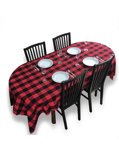 Buy Red Black Checkered Rectangle Table Cloth for Kitchen Dinning Room Party Home Picnic 140x220cm in Saudi Arabia