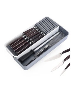Buy Expandable Kitchen Knife Drawer Organizer, Compact Cutlery Organizer Storage Knife Holder, With Adjustable Storage Tray for Knife Block, Insert-Holds 9 Knives and Store Other Kitchen Gadgets in Saudi Arabia
