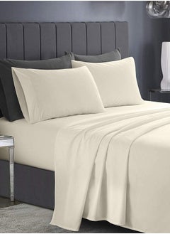 Buy RISHAHOME 3 Piece Bedsheet Set Queen Size |Beige Colour|1 Flat Bedsheet - 220x240 cm, 2 Pillowcases - 50x75 cm|Non allergic Microfiber for year-around use. in UAE