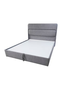 Buy Catherine | Padded Linen Bed Frame with Hydraulic Storage System - Dark Grey in Saudi Arabia