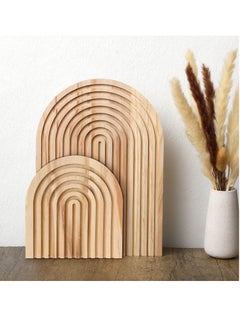 Buy 2 Pcs Decorative Wood Cutting Board Wooden Board Rainbow Shaped Wood Serving Board Boho Cutting Board Decor Serving Trays for Home Kitchen Decoration (11.81 x 9.84 Inch, 5.91 x 5.91 Inch, Pine) in UAE