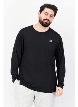 Buy Men Sportswear Fit Crew Neck Long Sleeves Running Sweatshirt, Black in Saudi Arabia