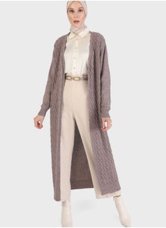 Buy Cable Knitted Longline Cardigan in UAE