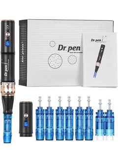 اشتري قلم Dr.pen A8S اللاسلكي للوخز بالإبر الدقيقة قابل للتعديل 0-0.25 مم، شاشة عرض LED مع 8 خراطيش بديلة (18 دبوسًا و36 دبوسًا و42 دبوسًا Nano-R) في السعودية