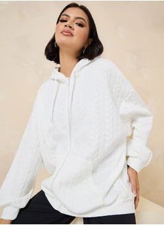 Buy Oversized Textured Zip Through Hoodie in Saudi Arabia