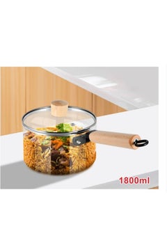 Buy Transparent High Temperature Resistant Open Fire Heating Double Ear Glass Pot Cookware 1.8 Liter in Saudi Arabia