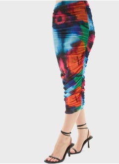 Buy Printed Pleated High Waist Skirt in UAE