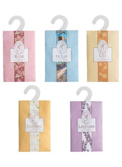 Buy Scented Sachets with Hanging Hook Natural Scented Bags Wardrobe Fresheners for Wardrobe Closet Bathroom Car Jasmine Rose Lavender Lily Ocean in UAE