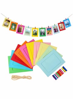 Buy Paper Picture Frames, 10PCS Colorful DIY Creative Retro Kraft Paper Polaroid Films Hanging Album Frame with Wood Clips and Jute Twine, for Home School Office Wall Decoration (4x6 inch) in Saudi Arabia