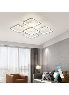 Buy Modern Dimmable LED Ceiling Light, 23.6" Flush Mount Ceiling Lights Fixture with Remote, Acrylic 5-Square Close to Ceiling Lamp for Living Room Dining Room Kitchen Bedroom, 70W, 3000K-6000K in UAE