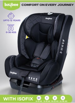 Buy Convertible Car Seat for Baby 0 to 12 Years with ISOFIX, 3 Position Recline, Headrest Adjustable ECE R44/04 Safety Certified Travel Baby Car Seat for Toddlers Kids Boys Girls Black in Saudi Arabia