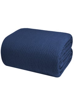 Buy Luxurious Thermal Cotton Blanket Blue Queen – Herringbone 405 GSM 230cm x 230cm 100% Long Staple Throw Cotton Blankets for All Seasons – Soft Blanket for Bed by Infinitee Xclusives in UAE