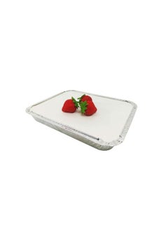 اشتري Aluminium Rectangle Container 1850ml With Board Lids for Cooking Roasting Baking Pack Of 100 Pieces في الامارات