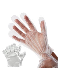 Buy 100 Pieces Plastic Disposable Polythene Gloves, Clear, 29cm in UAE