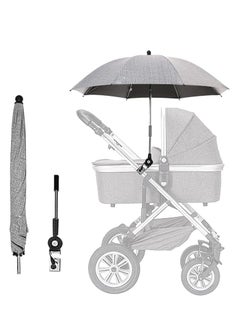 Buy Baby Stroller Parasol, 75 cm Sunshade with Clip Universal Stroller UV Protection Umbrella 50+ Adjustable 360 Degree Waterproof Umbrella for Strollers, Strollers, Wheelchairs, Beach Chair - Gray in UAE