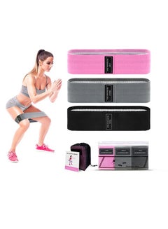 Buy 3-piece Exercise Resistance Band Set, Fabric Loop Elastic Band, Non-slip Training Fitness Band for Pilates, Yoga, and Various Exercises in Saudi Arabia