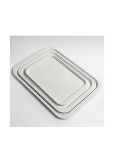 Buy A Set of 3-Piece Rectangular Serving Trays, Made Of Luxurious, Health-Safe, Break-Resistant Melamine, White Color Serving Trays Set | Serving Set With 3 Different Sizes in Saudi Arabia
