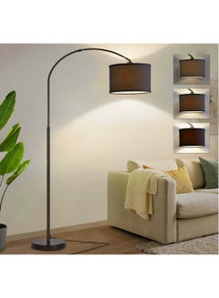 Buy Dimmable Floor Lamp, Nordic Style Floor Lamp with Dimmer, Black Standing Lamp, Adjustable Hanging Shade, Over Couch Reading Light, Modern Pole Lamp for Living Room Bedroom in Saudi Arabia