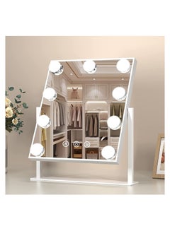 Buy COOLBABY Makeup Mirror with Lights Lighted Makeup Mirror with 9 Dimmable Bulbs and 3 Color Lighting Modes Smart Touch Control Plug in Light Up Mirror (White) in UAE