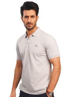 Buy Men's Comfortable Basic Light Grey Polo T-Shirt in UAE