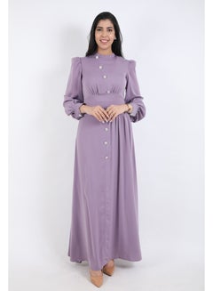 Buy AN Elegant Maxi Dress with Long Sleeves ,Purple in Saudi Arabia