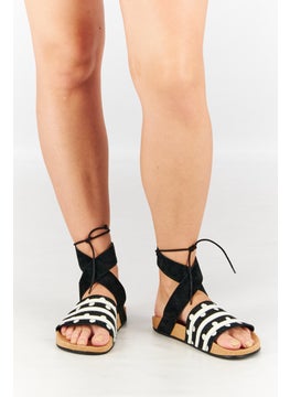 Buy Women Adillete Ankle Wrap Sandals, Black/White in UAE