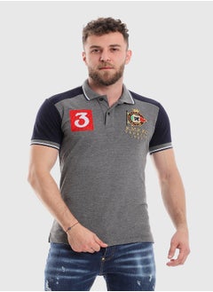 Buy Bi-Tone Short Sleeves Polo Shirt - Grey & Navy Blue in Egypt