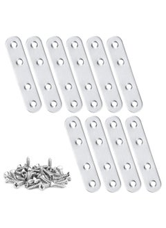 Buy Flat Straight Brace Brackets with Screws, 10pcs Stainless Steel Mending Repair Plate for Shelf Supports Fixing Wood Furniture Chair Table Cabinet Bed (130x19mm) in UAE