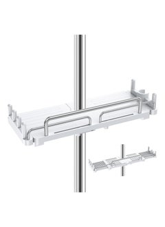 Buy Shower Shelf Hanging, Shower Caddy No Drill Shower Rail Shelf, Shower Holders Double Storage, for Soap Shampoo Suit 18mm-25mm Shower Rail Length Adjustable, Stretchable Design (28-44cm) in UAE