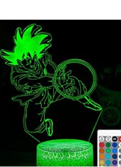 Buy Vegeta DragonBall Z Goku Saiyan 3D Multicolor Night Light LED 7/16 Colour Touch Desk Lamp in UAE