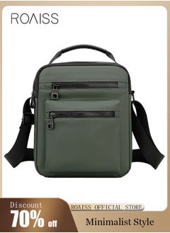 اشتري Minimalist Wear-Resistant Oxford Crossbody/Shoulder Bag with Adjustable Strap and Top Handle Multi-layer Functional New Trends Fashion Handbag for Men Green في السعودية