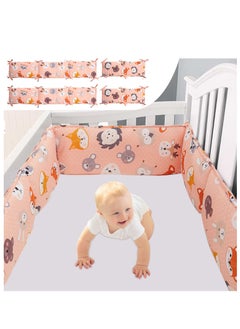 اشتري 4 Pieces Baby Crib Liner Protector, Breathable Crib Pads Thick Padding, Machine Washable Nursery Bed Essential Crib Bumper Protector Pads (Fox) في الامارات