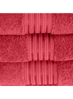 اشتري 10 Pcs Events Dyed Towel set 550 GSM 100% Cotton Terry Viscose Border 2 Bath Towel (75x145) cm 2 Hand Towel (50x90) cm 6 Face Towel (33x33) cm Premiun Look Luxury Feel Extremely Absorbent Red Color في الامارات