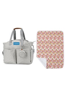 اشتري Pack Of 2 Diaper Portable Bag With Reusable Changing Mat Flower - Pink في الامارات