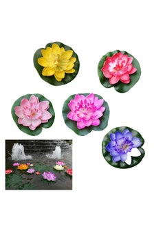 اشتري Artificial Lotus Flowers, Floating Lifelike Pond Decor Water Lily, for Home Garden Pond Decoration (5 Pcs) في الامارات