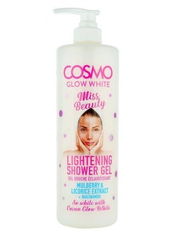 اشتري Cosmo Glow White Miss Beauty Lightening Shower Gel 1000ml, Mulberry & Licorine Extract, Help to Decrease the Look of Dark Spots, Gently Cleanses في الامارات