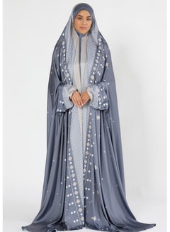 اشتري فستان صلاة أبو ظبي من الساتان الرمادي مع حقيبة سفر في السعودية