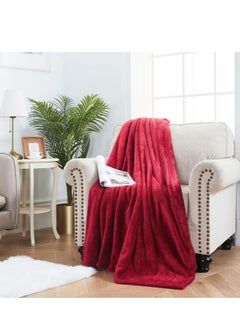 Buy Flannel and Microfiber Sofa Blanket, Luxury red Single Size Blanket Lightweight and Comfortable for Bed and Sofa, Super Soft and Warm Solid Beige Color in Saudi Arabia