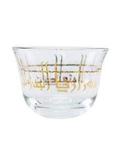 Buy 6-Piece Elegant Design Luxurious Arabic Glass Coffee Cup Set Clear and Gold 68 ml DJ-42806 in Saudi Arabia