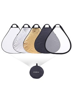 Buy 30"/76cm Portable Handheld Triangle Collapsible 5in1 Multi Reflector with Gold/Sliver/White/Black/Translucent Colors for Photo Studio Photography in UAE