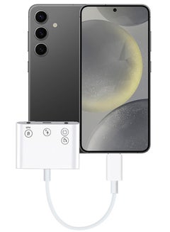 اشتري Samsung Galaxy S24 Live Converter 3 in 1 OTG Splitter USB Type-C to Dual 3.5mm Aux Audio Headphone Adapter with USB-C Charge Port Jh098 في الامارات