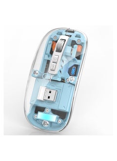 Buy Silent Wireless Bluetooth Mouse TriMode USB C Rechargeable Full Transparent Design for Laptops Graphical Blue Color in UAE