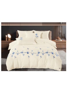 اشتري 6 Pieces set King Size Embroidery Warm Cotton Comforter Set with Thickened Fiber Filling, Duvet(220*240 cm) fitted bedsheet(200x200*30cm) في الامارات