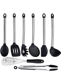 Buy 8 PCS Silicone Cooking Utensils Kitchen Utensil Set Stainless Steel Silicone Kitchen Utensils Set for Cooking and Baking Silicone Utensil Set Spatula and Spoons Set Kitchen Tools in Saudi Arabia