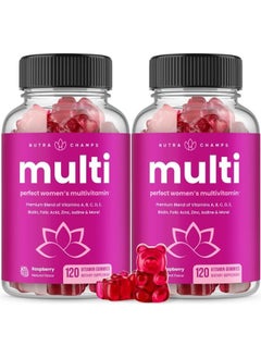 Buy Womens Multivitamin Gummies | Vitamins A, B, C, D, E, Biotin, Folic Acid | Daily Multivitamin for Women | Chewable Womens Gummy Multivitamins | Bones, Brain, Heart, Immune & Energy Supplement (2 Pack) in UAE