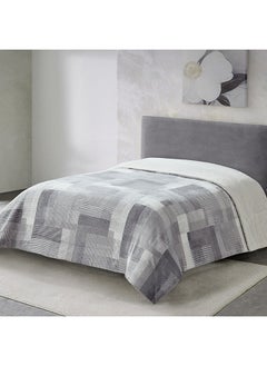 Buy Braxton Denzy Printed Flannel Sherpa Queen Blanket 220 x 200 cm in UAE