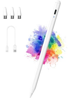 Buy Active Stylus Pens for Touch Screens with Magnetic Design, Rechargeable Universal iPad Pencil, Fine Point Stylus Pen for iPad Pro/Air/Mini/iPhone/iOS/Android/Tablets Writing & Drawing-White in Egypt