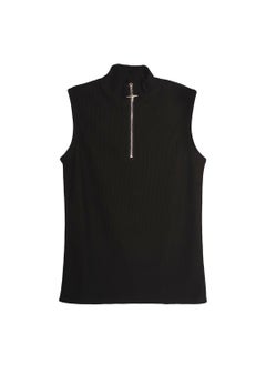 Buy Sleeveless T-Shirt Vest Unisex Solid Summer Casual Korean Style Black in Saudi Arabia